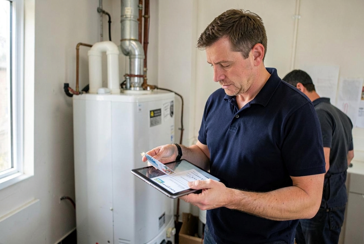 A verification check being reviewed against business paperwork.
